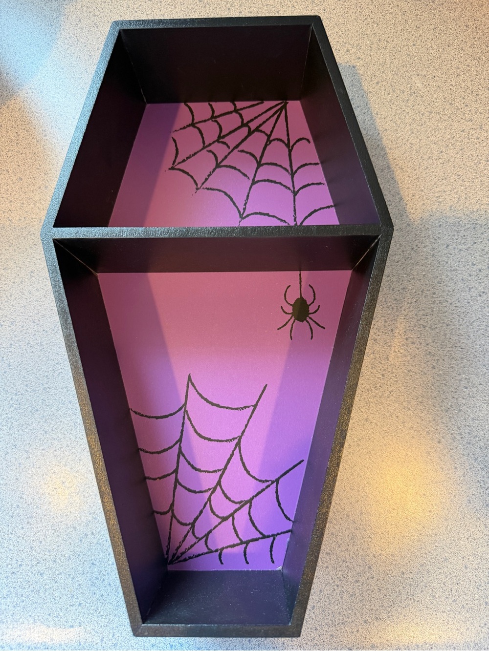 New Halloween Coffin Purple Black Decor Display Shelf Target Wood Spider Web